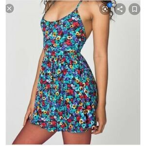 American Apparel Floral Summer Sundress Halter Dress Medium